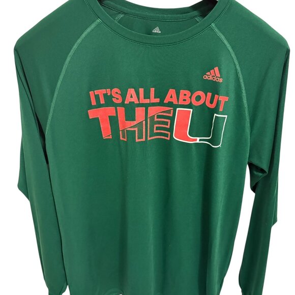 Miami Hurricanes Its All About the U Long Sleeve T Shirt Medium Adidas Vintage - Picture 1 of 6
